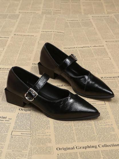 New French Pointed Toe Mary Jane Pumps
