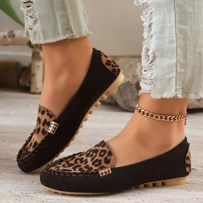 Women's Leopard Print Patchwork Loafers