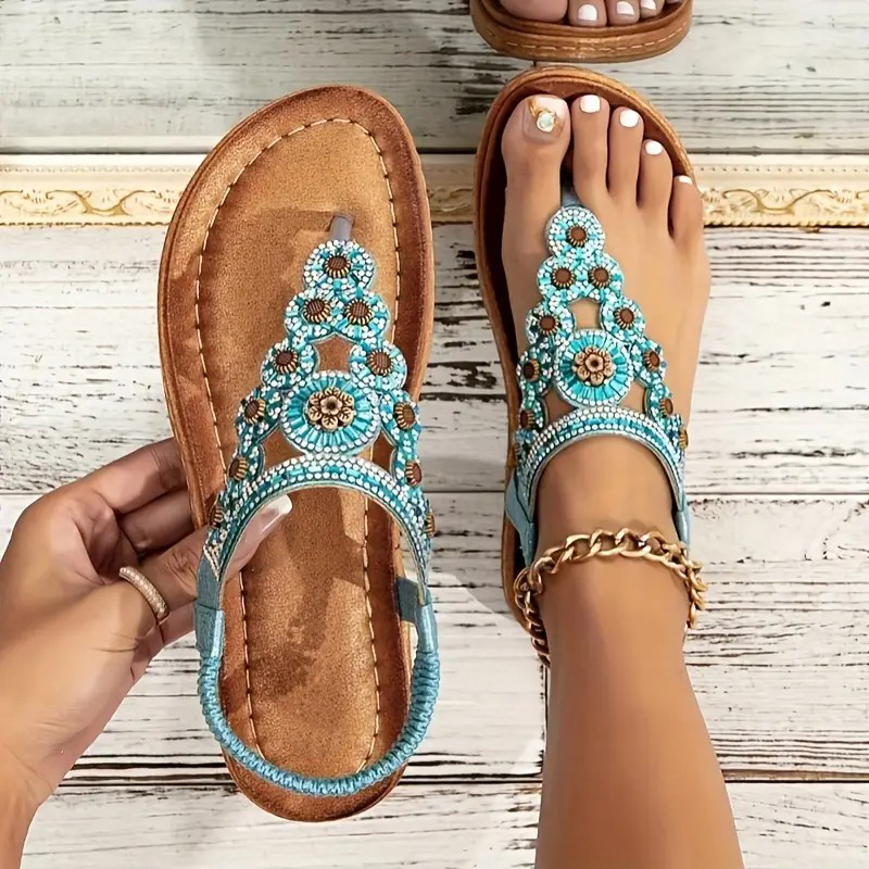 Floral Embellished Flat Sandals
