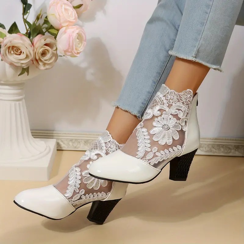 Women's Floral Lace Ankle Boots