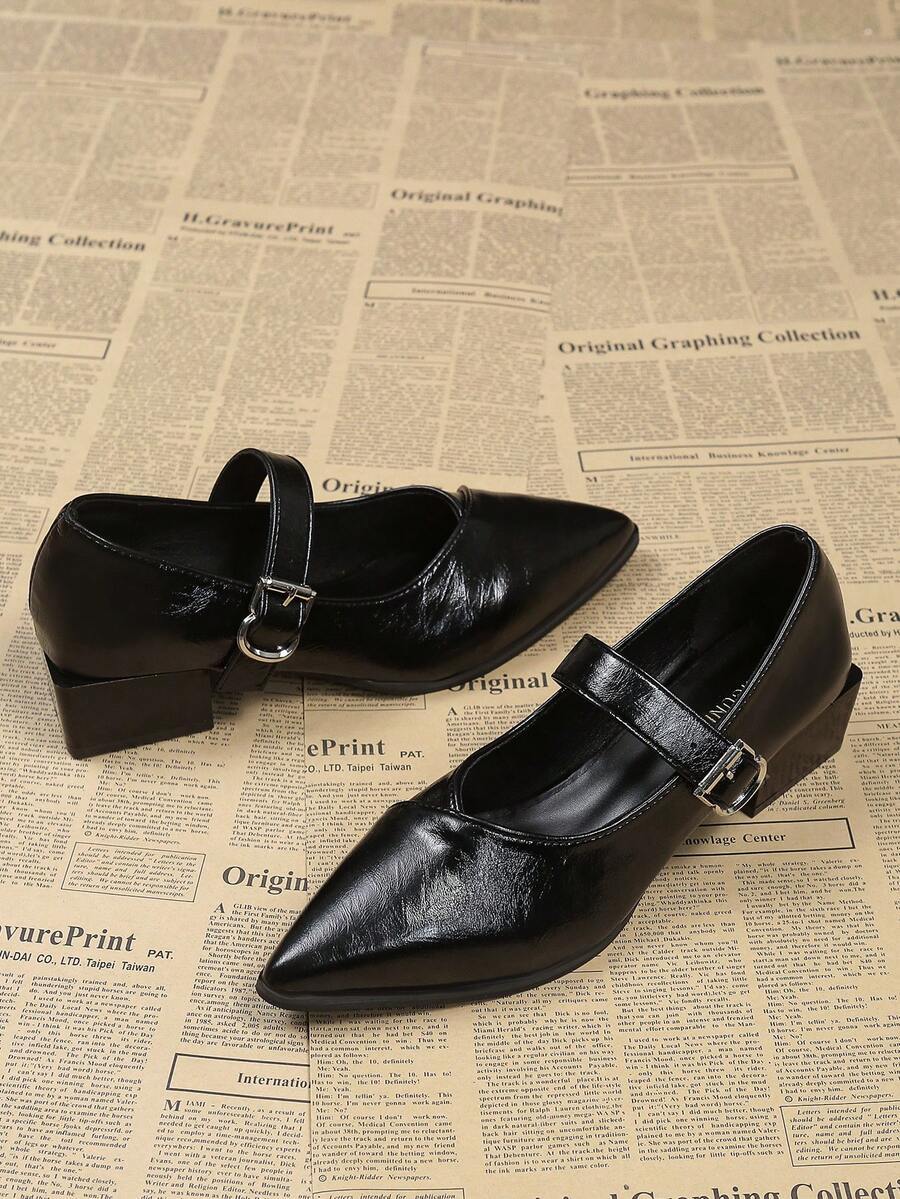 New French Pointed Toe Mary Jane Pumps