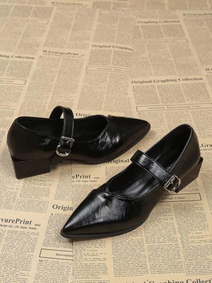 New French Pointed Toe Mary Jane Pumps