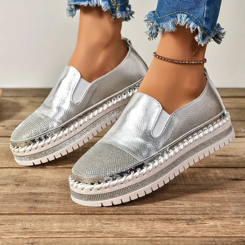 Stylish Sequins Platform Loafers