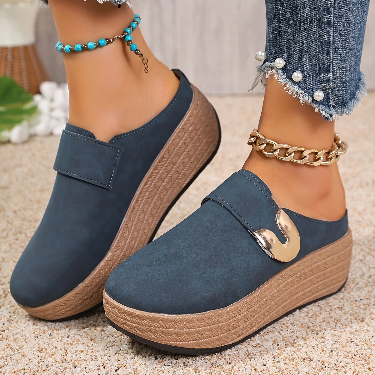 Women's Thick Platform Half-Slip Sandals