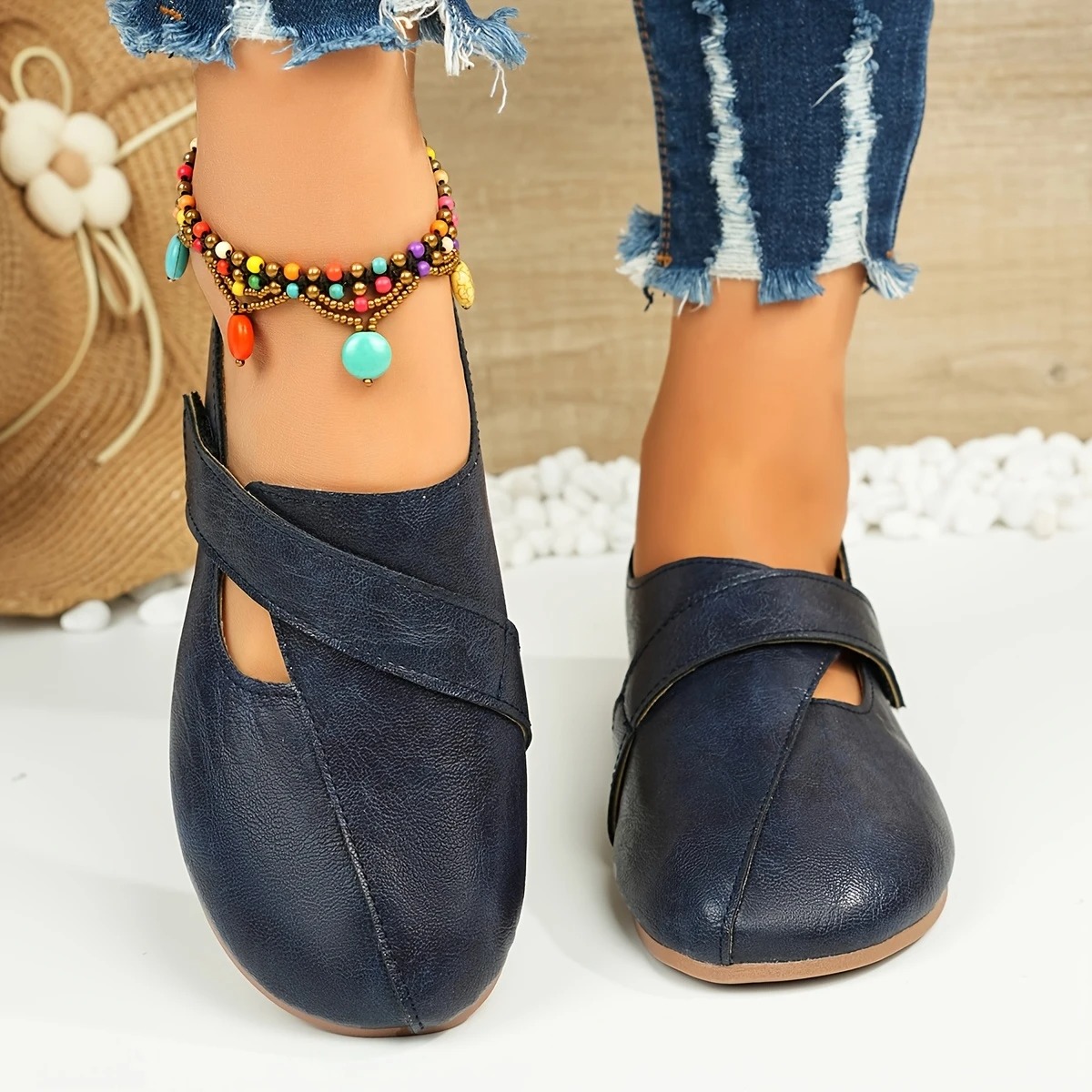 Women's Leather Velcro Comfort Shoes