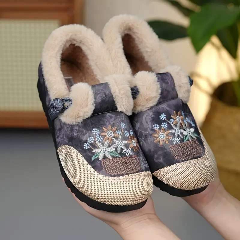 Women's Ethnic Floral Slip-On Boots