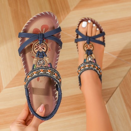 Women's Rhinestone Butterfly Flat Sandals