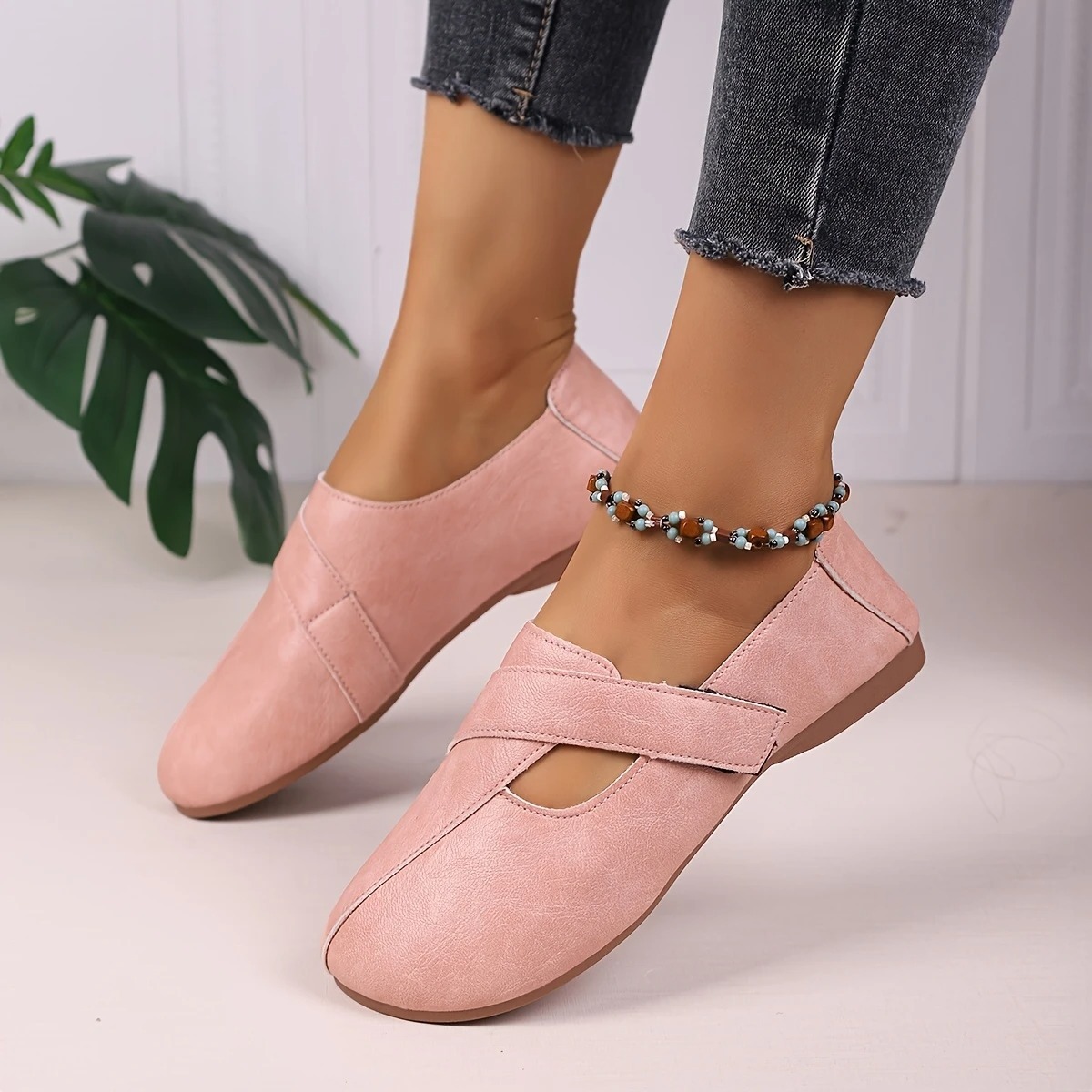 Women's Leather Velcro Comfort Shoes