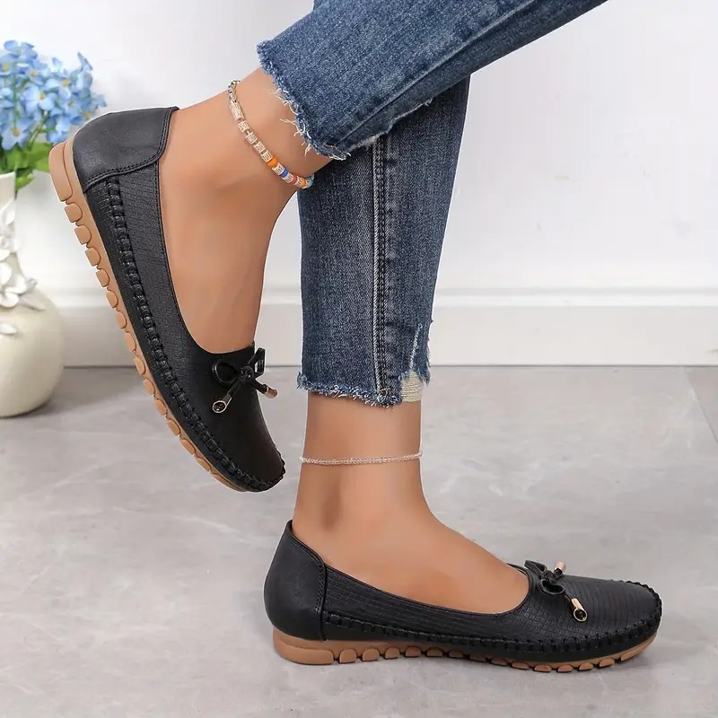 Women's Soft Sole Bow Flat Loafers