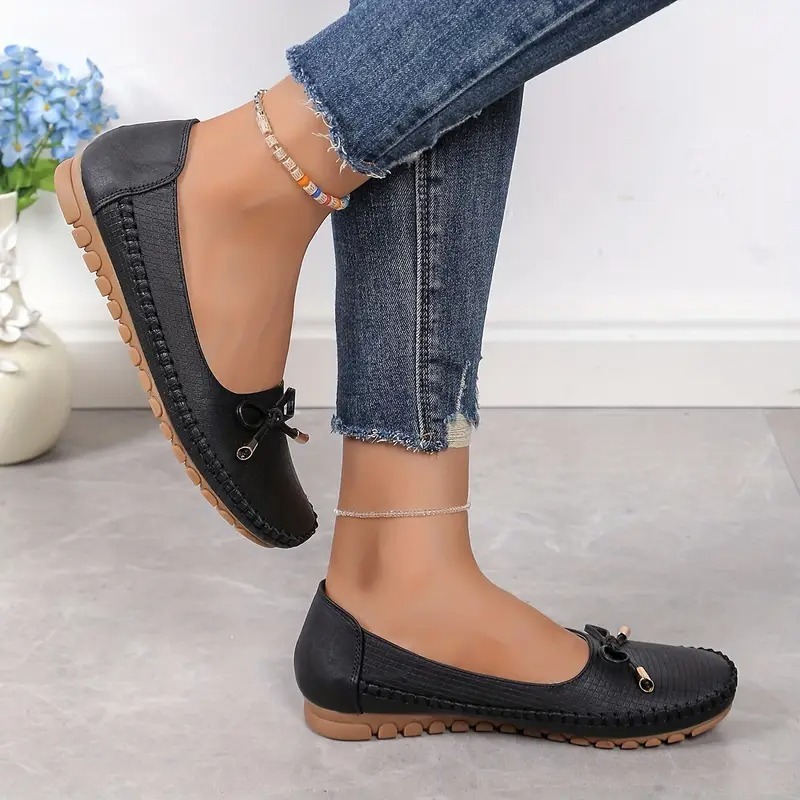 Women's Soft Sole Bow Flat Loafers