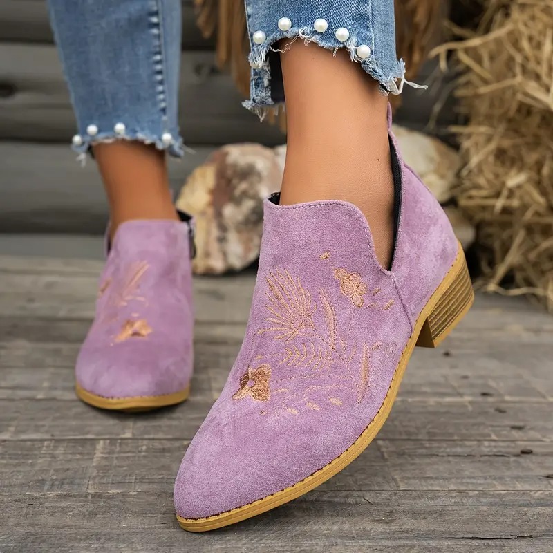 Women's Elegant Floral Ankle Boots