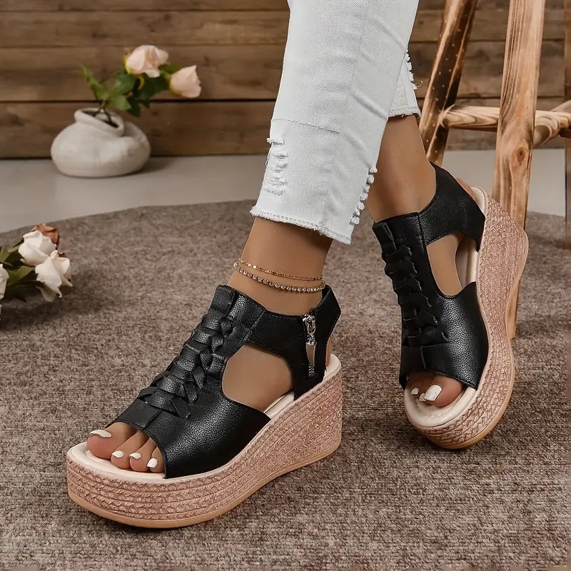 Stylish Fish Mouth Wedge Sandals