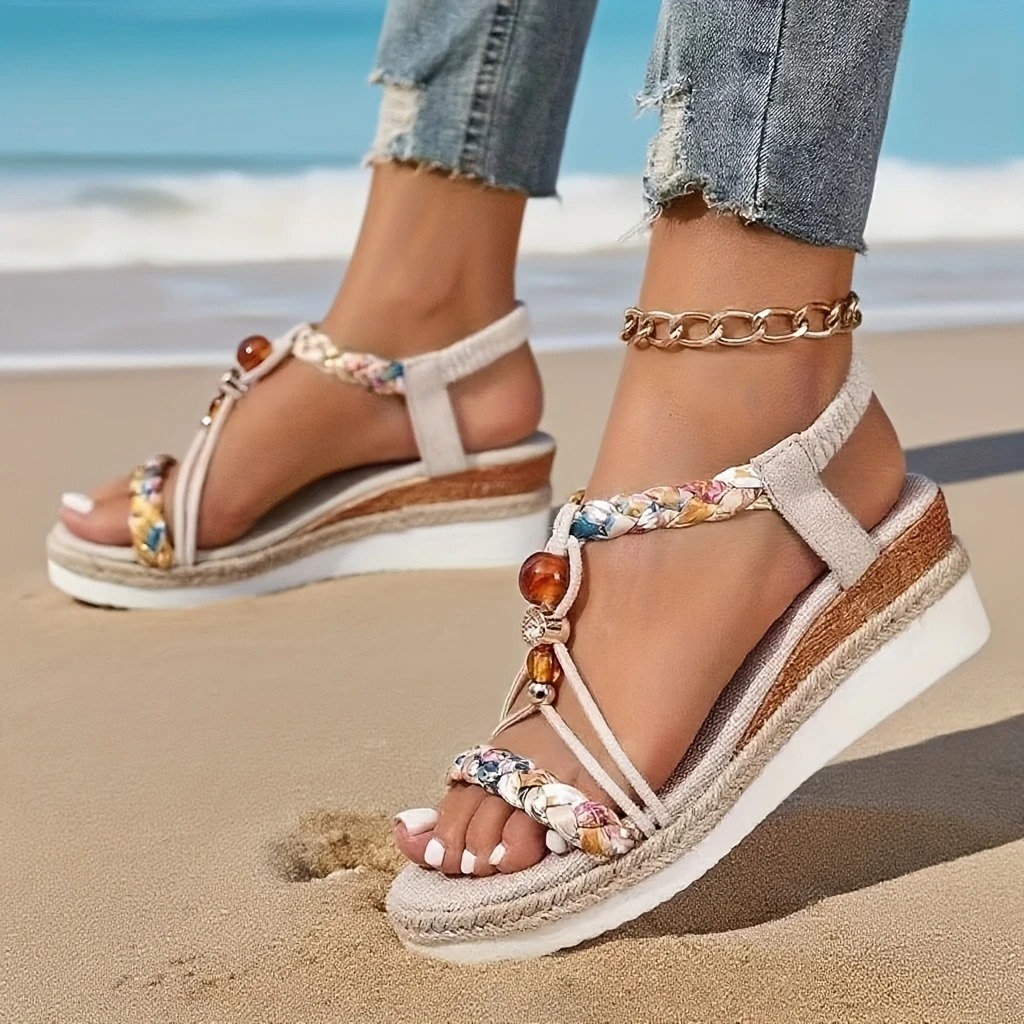 Bohemian Espadrille Wedge Sandals