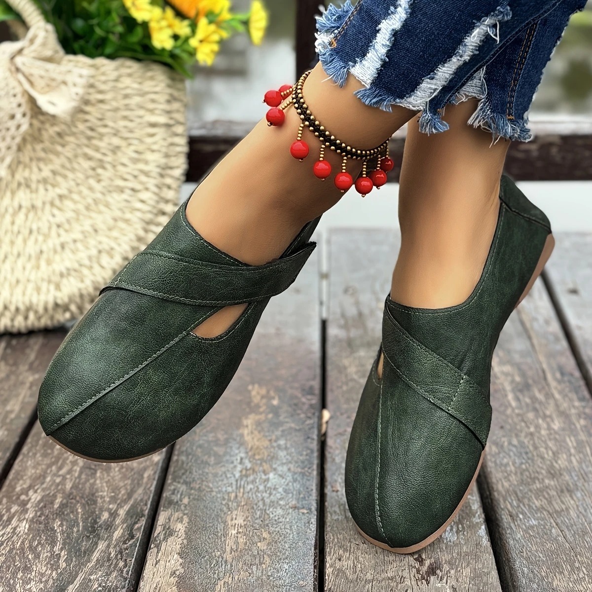 Women's Leather Velcro Comfort Shoes