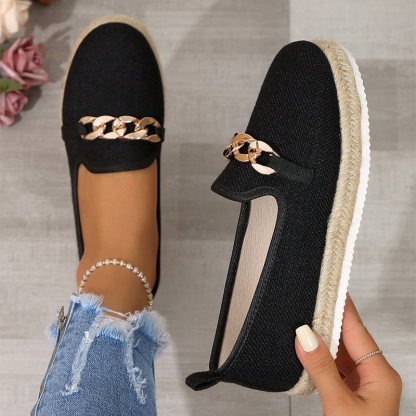 Chain Pattern Thick Sole Loafers