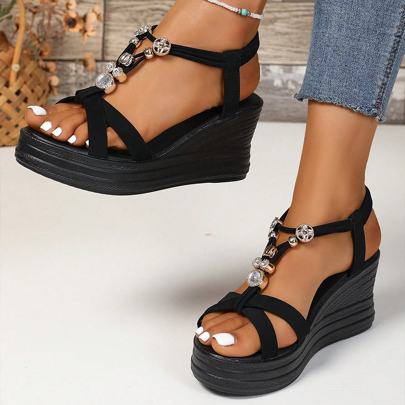 Bohemian Elastic Platform Wedge Sandals