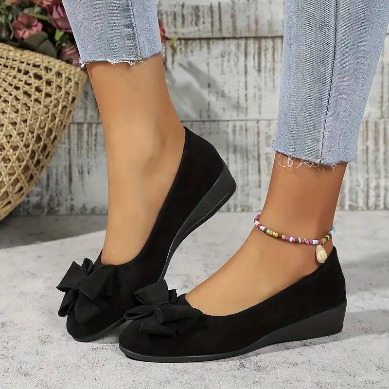 Bowknot Decor Wedge Heeled Shoes
