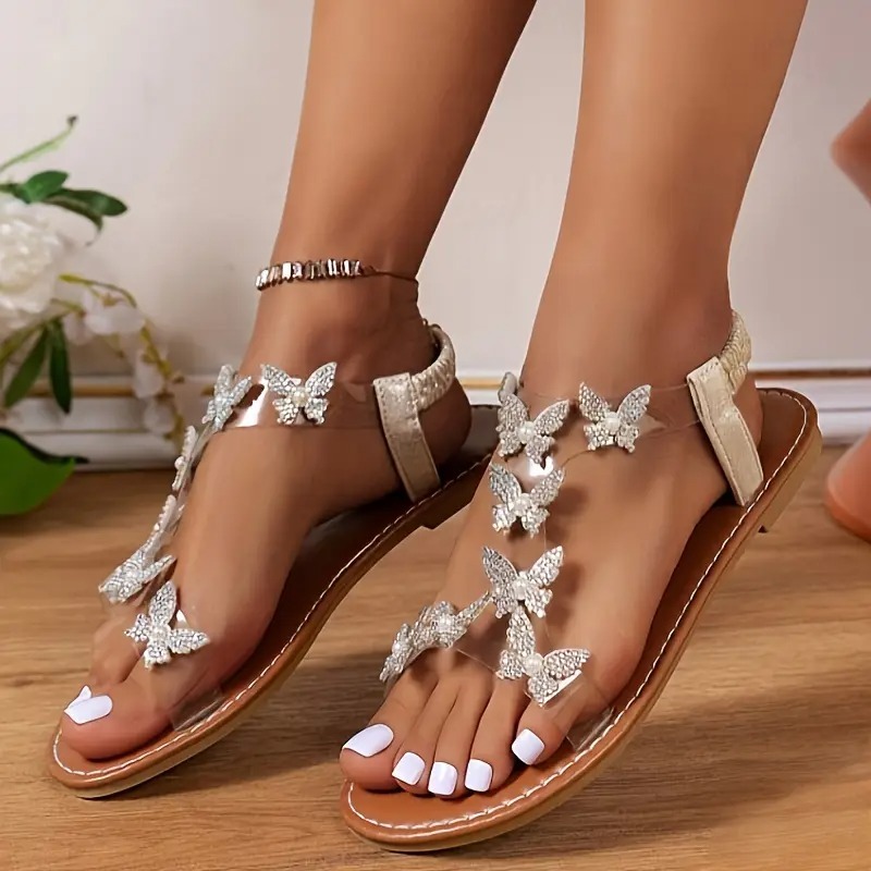 Elegant Rhinestone Butterfly Sandals
