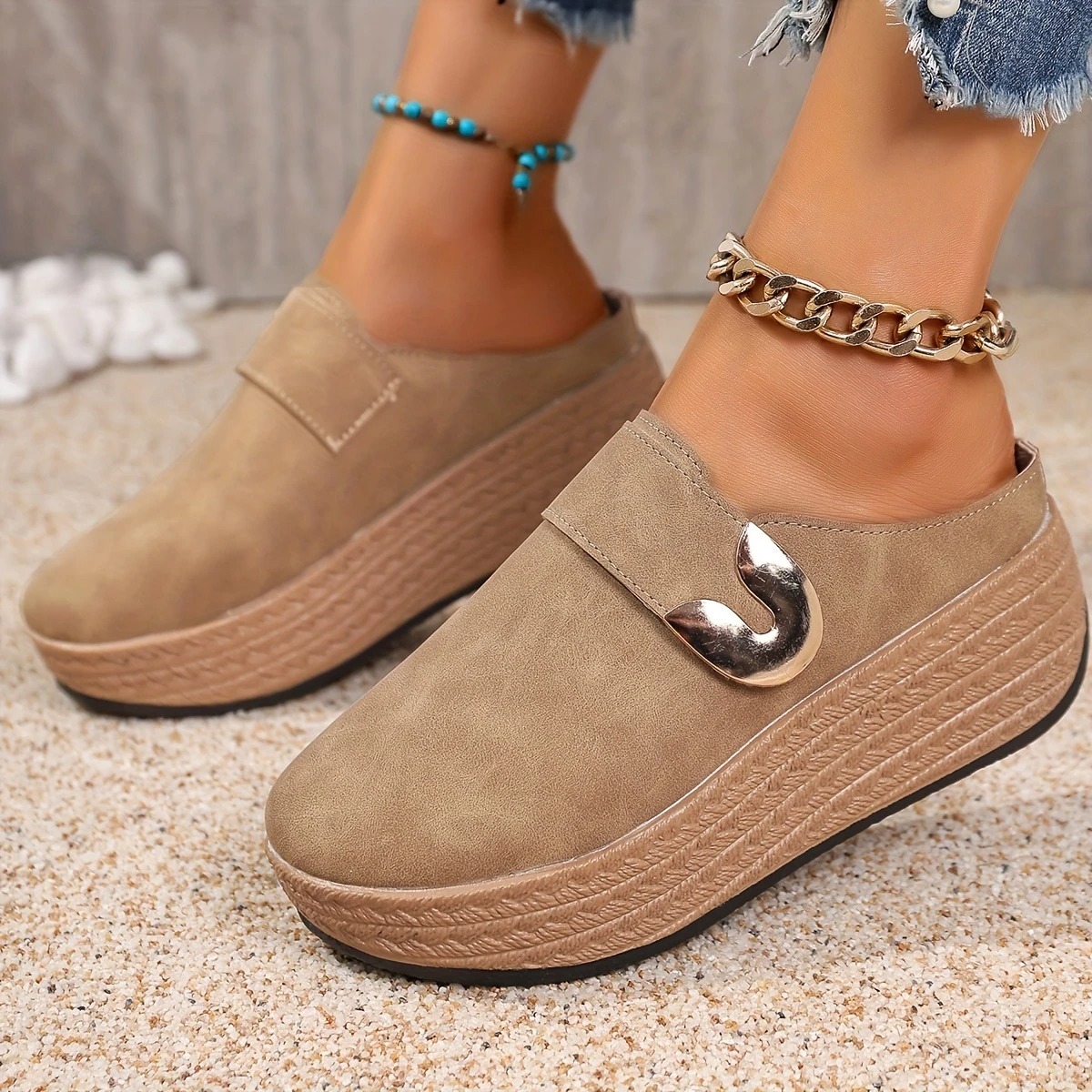 Women's Thick Platform Half-Slip Sandals