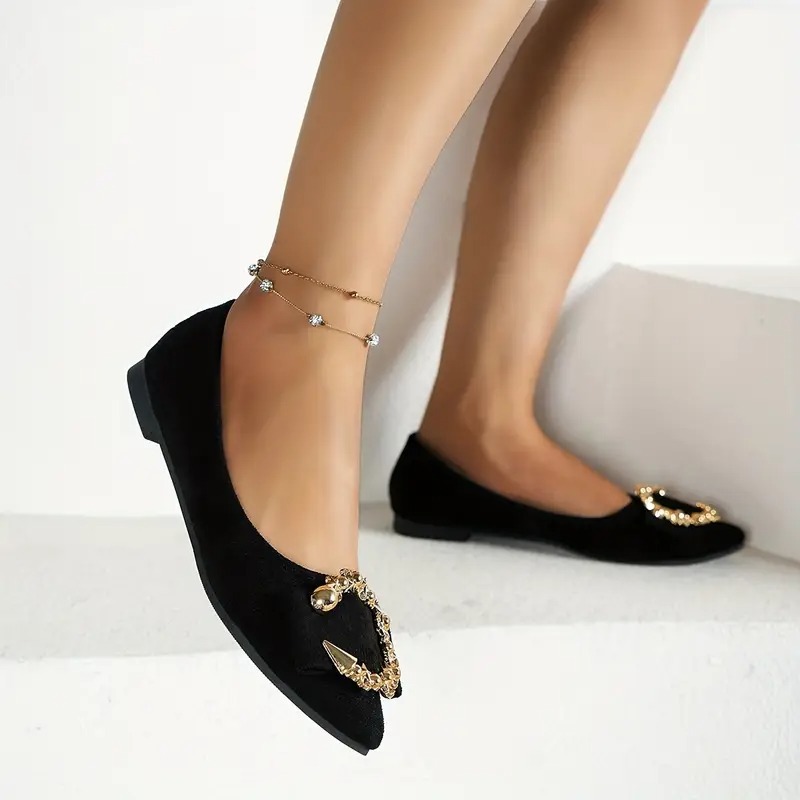 Women's Rhinestone Strap Slip-On Flats