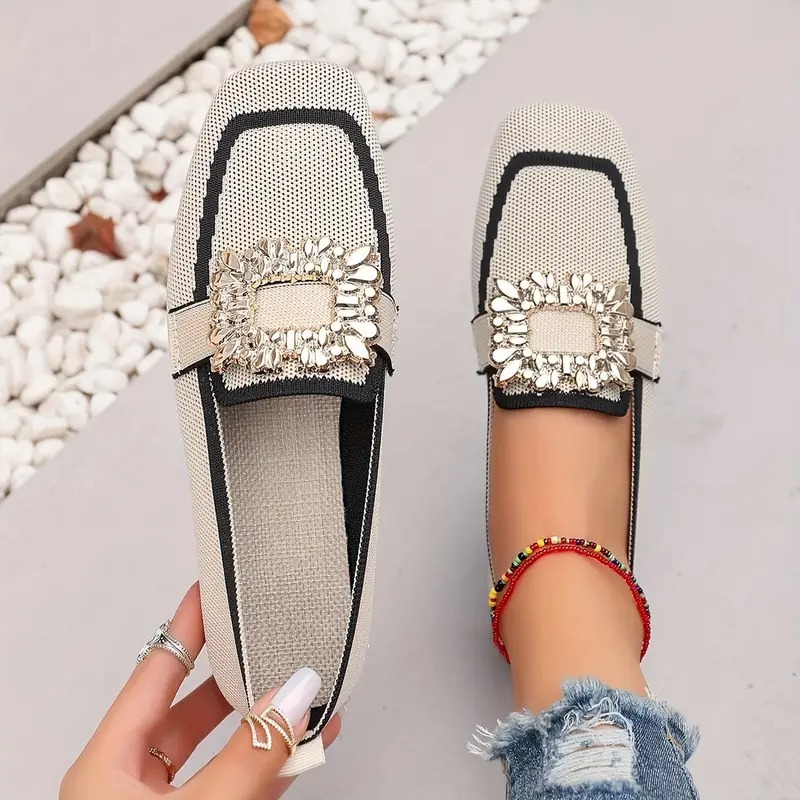Women's Elegant Crystal Slip Flats