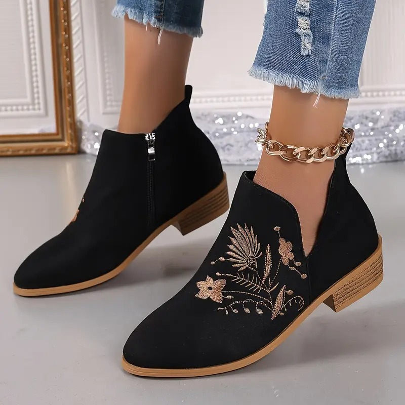 Women's Elegant Floral Ankle Boots