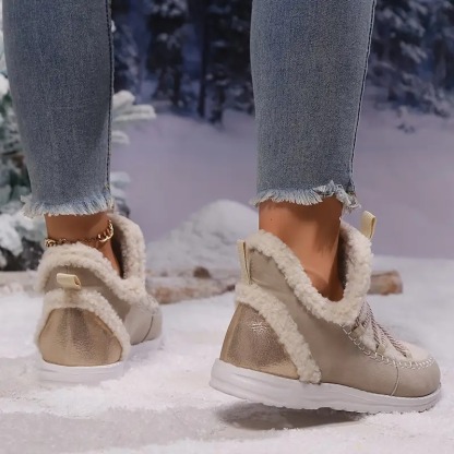 Women's Fluffy Plush Patchwork Boots