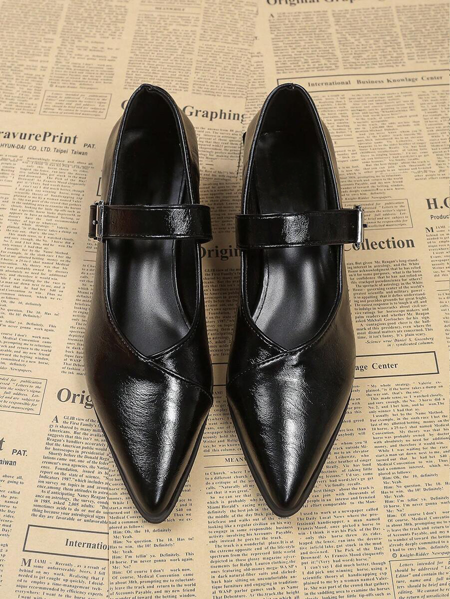 New French Pointed Toe Mary Jane Pumps