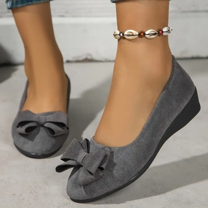 Bowknot Decor Wedge Heeled Shoes