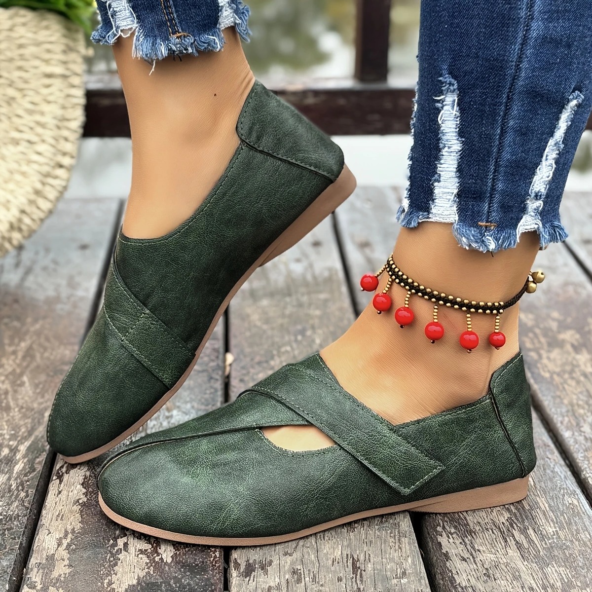 Women's Leather Velcro Comfort Shoes