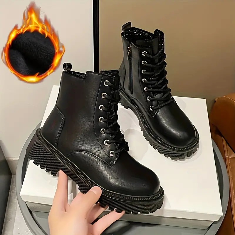 Women's Plush Lined Combat Boots