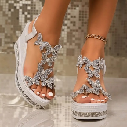 Elegant Women's Butterfly Wedge Sandals
