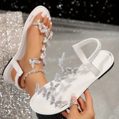 Elegant Rhinestone Butterfly Sandals