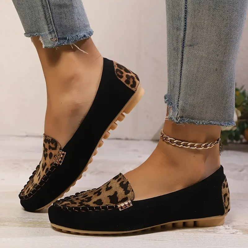 Women's Leopard Print Patchwork Loafers