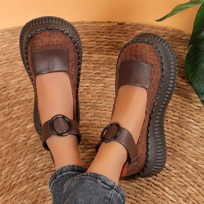 Retro Style Leather Wedge Loafers