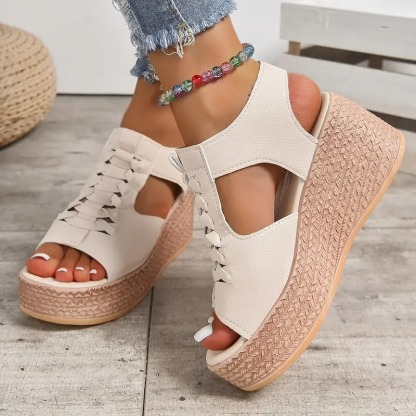 Stylish Fish Mouth Wedge Sandals