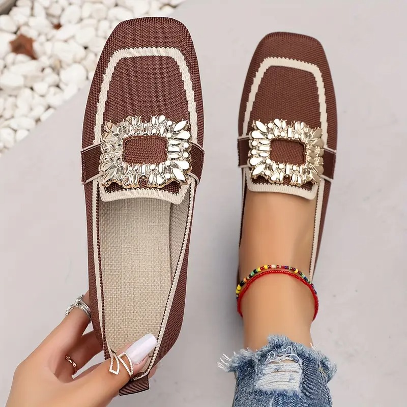 Women's Elegant Crystal Slip Flats