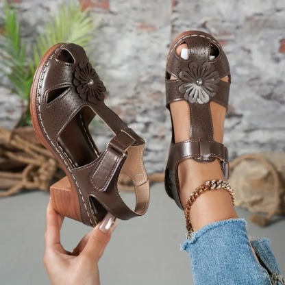 Women's Stylish Flower Chunky Heel Sandals