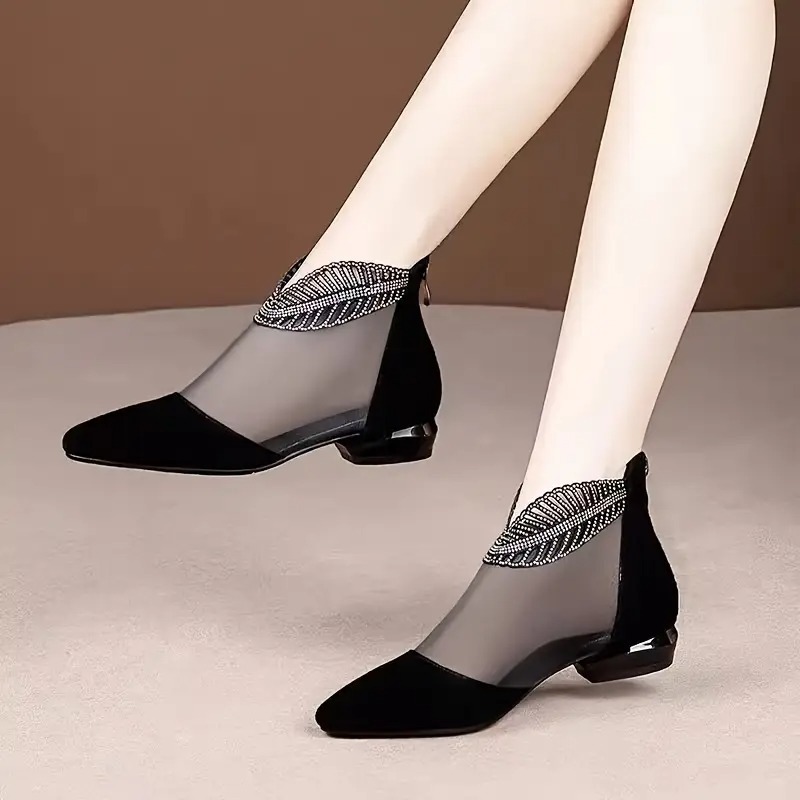 Women's Fashion Mesh Cutout Ankle Boots