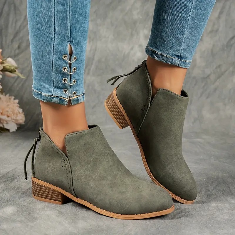 Women's Back Zipper Ankle Boots