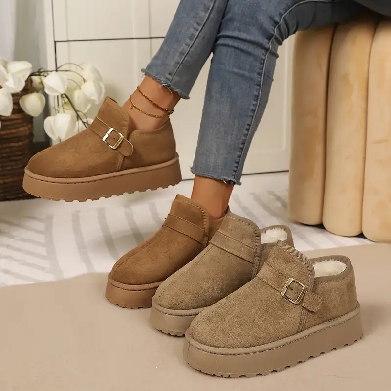 Women's Buckle Strap Winter Boots