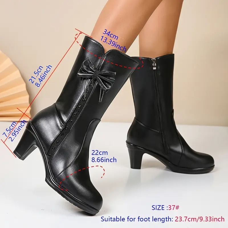 Women's Bowknot Chunky Heel Boots