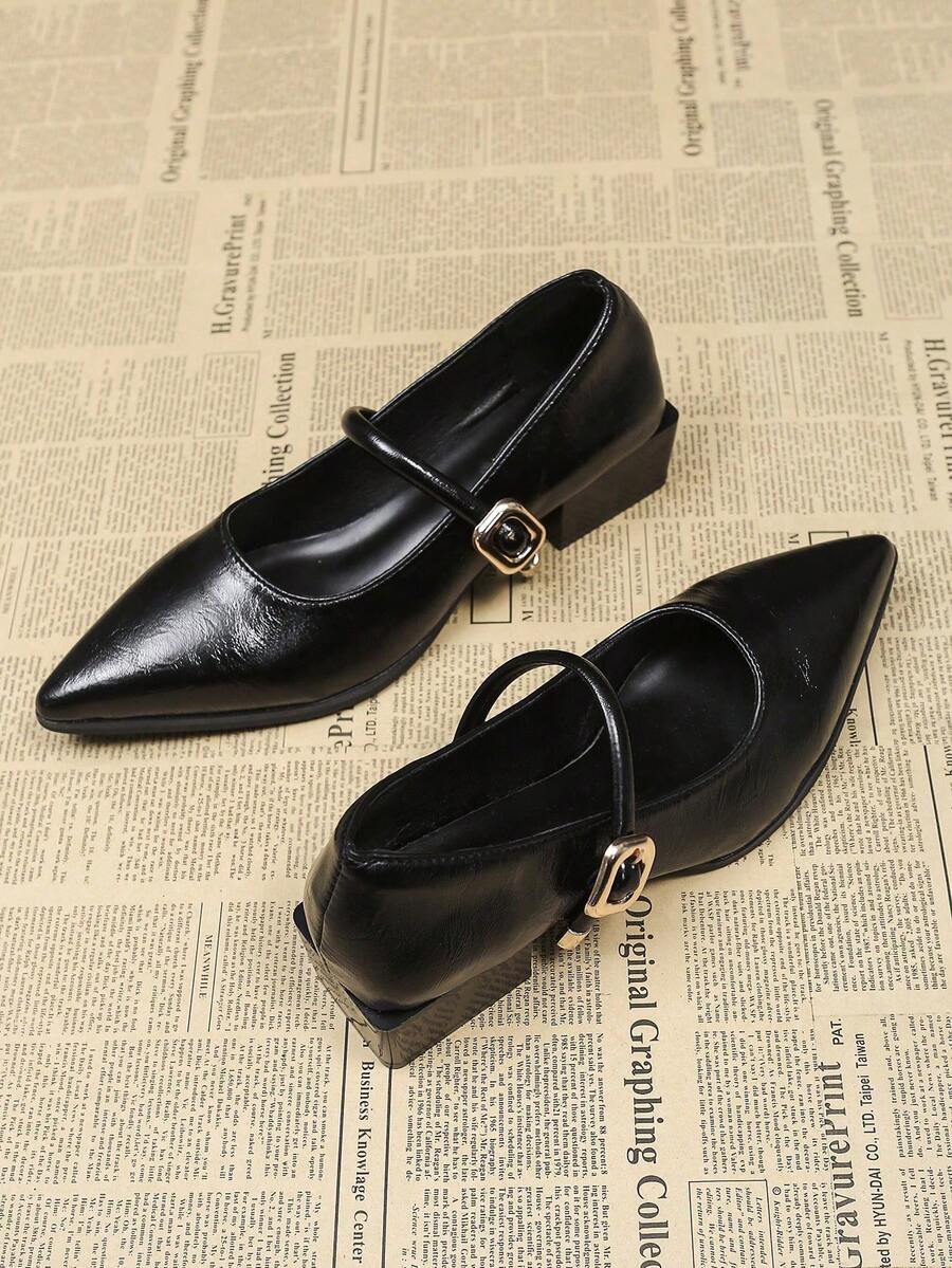 New French Pointed Toe Mary Jane Pumps