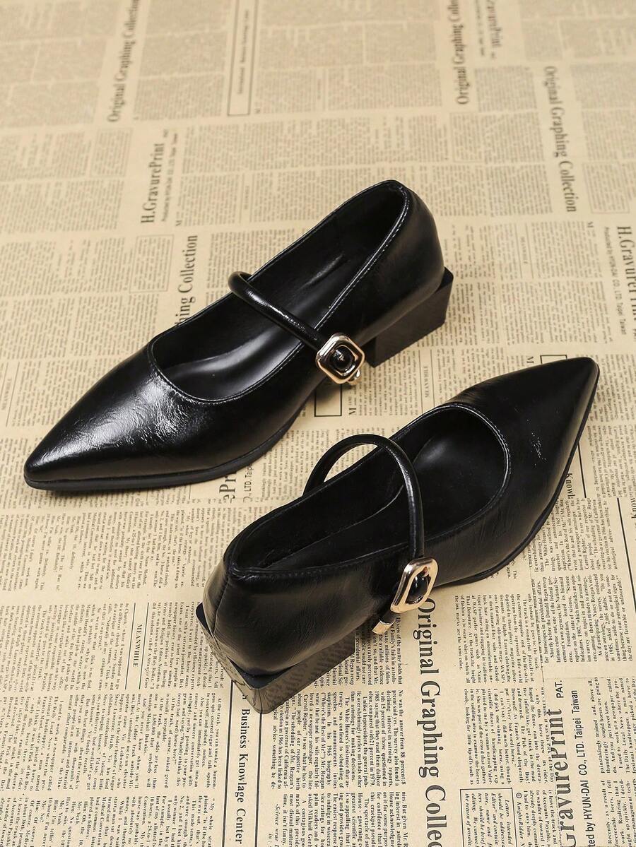 New French Pointed Toe Mary Jane Pumps