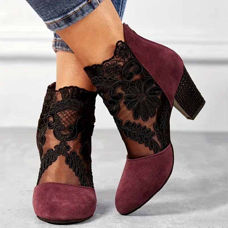 Women's Floral Lace Ankle Boots