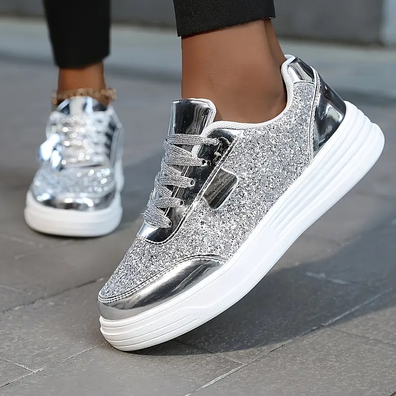 Sequined Flat-soled Casual Sneakers