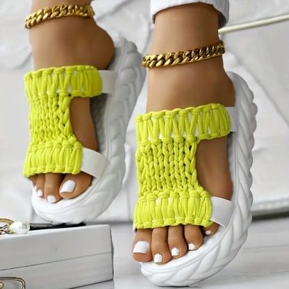 Women's Solid Color Braided Sandals