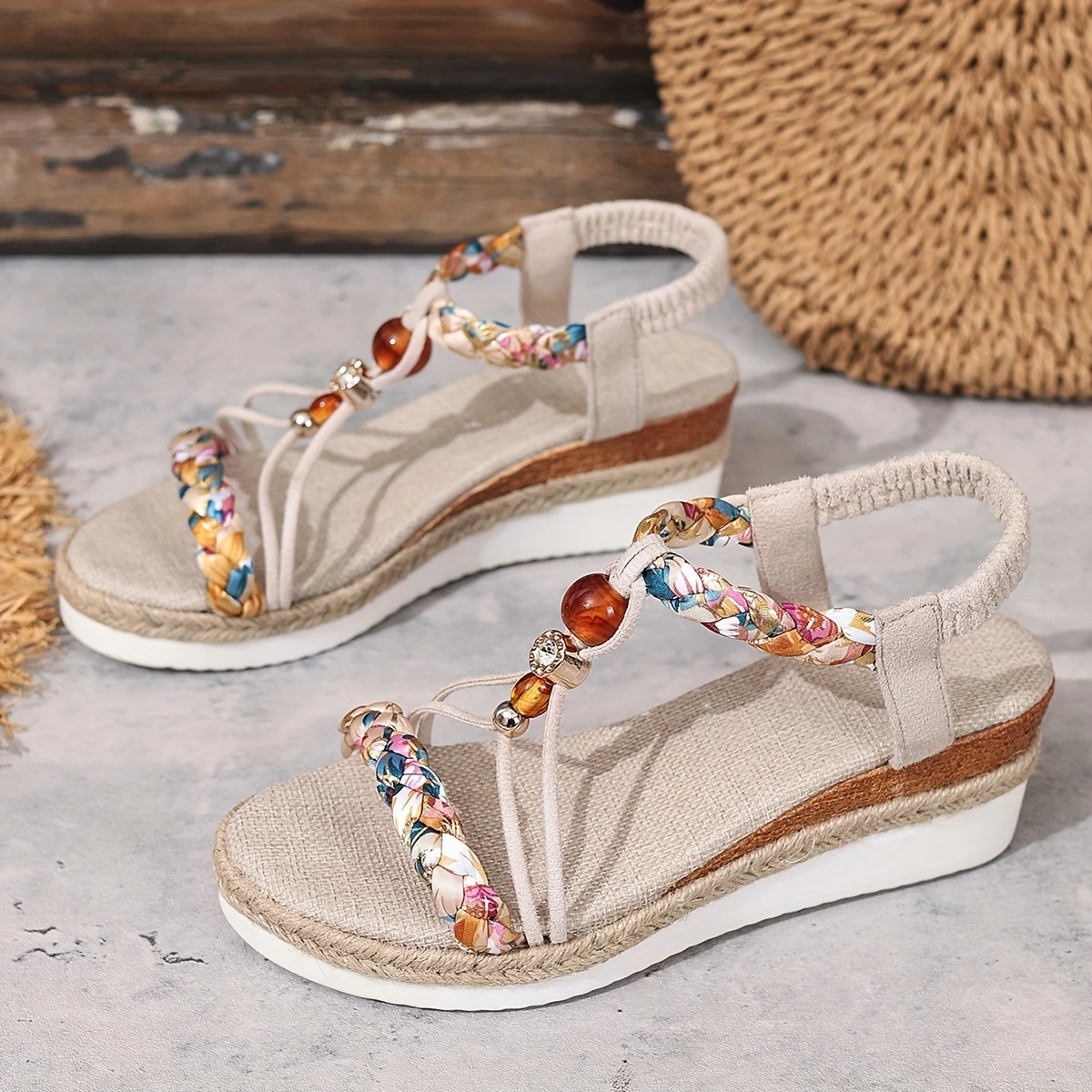 Bohemian Espadrille Wedge Sandals