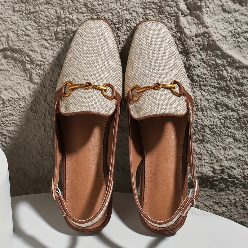 Women's Metallic Buckle Decor Flat Sandals