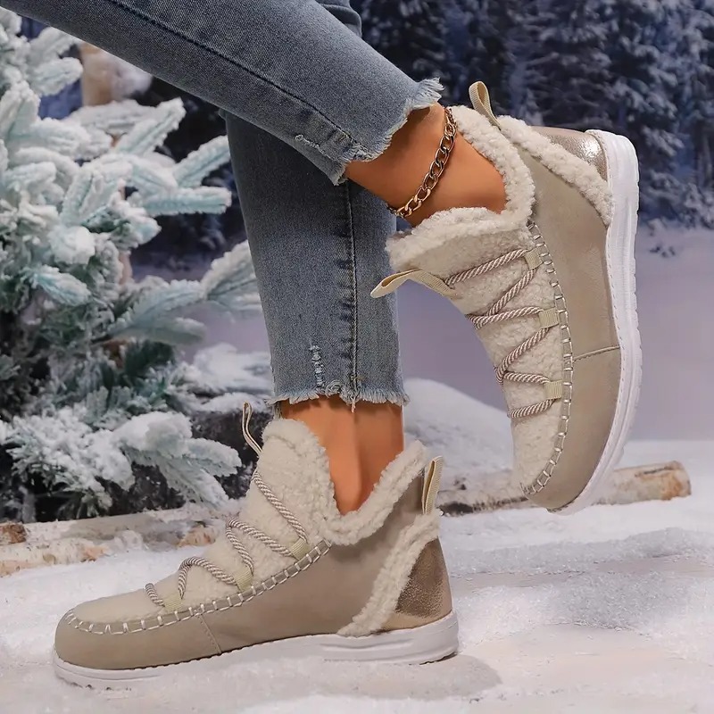 Women's Fluffy Plush Patchwork Boots